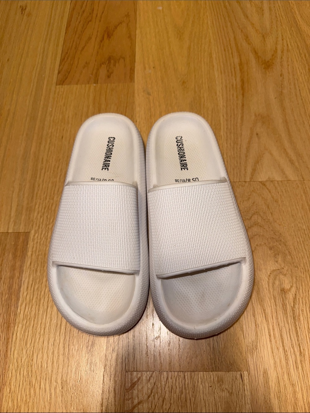 White Cushionaire Slide Sandals